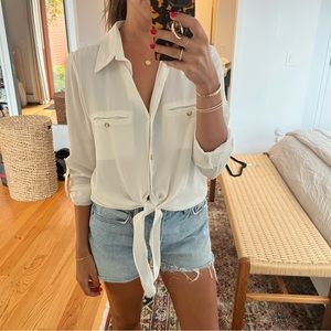 Cream Tie-Front button down S